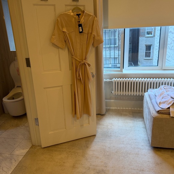 Rag and Bone SelmaShort-Sleeve Shirt Dress in Beige - Picture 3 of 7